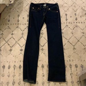 True religion boot leg dark wash jeans woman 28
